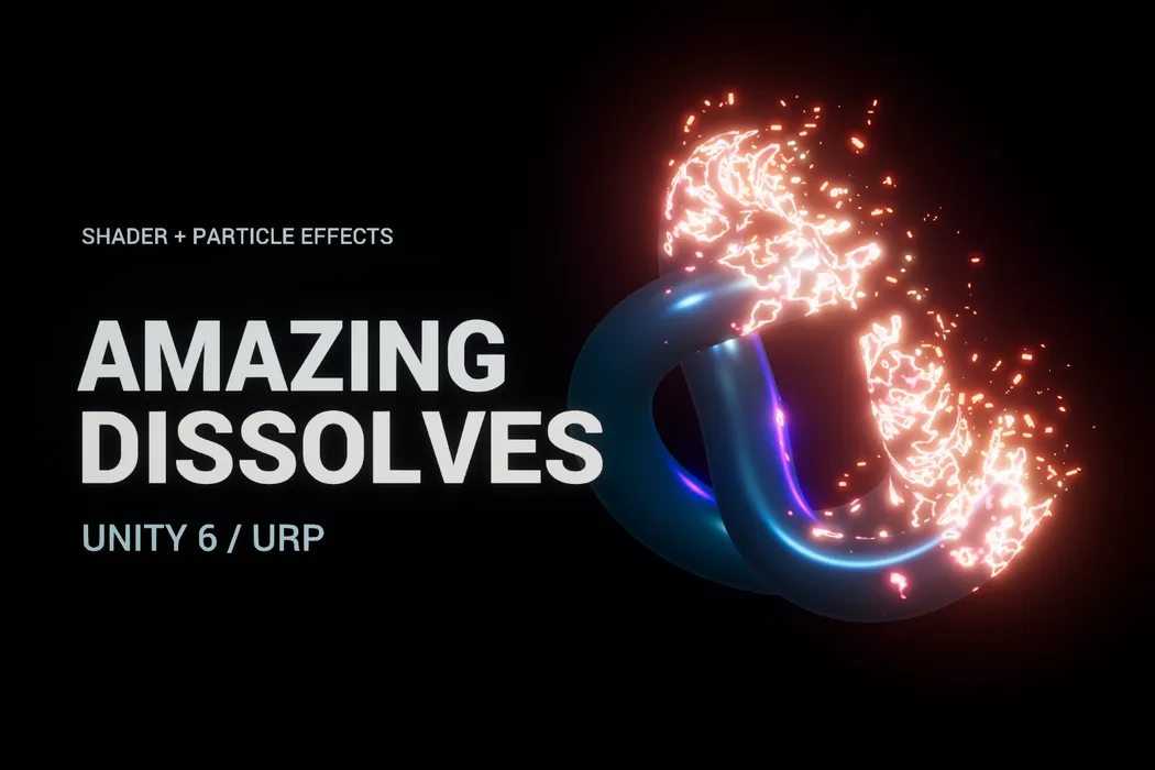 Amazing Dissolves: a blue interlocking shape dissolving into glowing orange particles